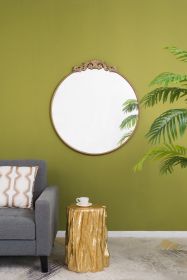 36" x 39" Round Gold Mirror, Wall Mounted Mirror with Metal Frame for Bathroom Living Room