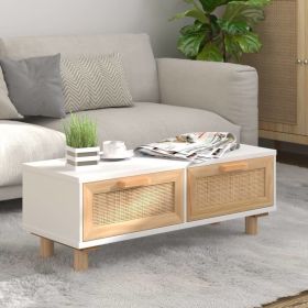 Coffee Table White 31.5"x15.7"x11.8" Engineered Wood&Solid Wood Pine