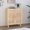 Sideboard Brown 23.6"x11.8"x27.6" Solid Wood Pine and Natural Rattan