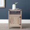 Farmhouse Nightstand, Rustic Oak End Table Side Table Side Cabinet,Bed Side Table with Barn Door and Open Shelf for Bedroom, Living Room,Rustic Oak