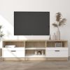 TV Cabinet White and Sonoma Oak 59.1"x13.2"x17.7" Engineered Wood