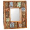 Mirror with Buddha Cladding 19.7"x19.7" Solid Reclaimed Wood