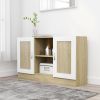 Sideboard White and Sonoma Oak 47.2"x12"x27.6" Engineered Wood