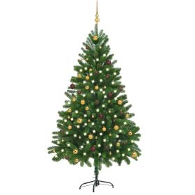 Artificial Christmas Tree with LEDs&Ball Set 82.7" Green