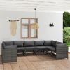 9 Piece Patio Lounge Set with Cushions Poly Rattan Gray