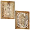 Hand-Carved Wall Panels 2 pcs Solid Mango Wood 23.6"x23.6"x1"