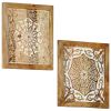 Hand-Carved Wall Panels 2 pcs Solid Mango Wood 15.7"x15.7"x0.6"