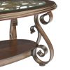 Coffee Table with Glass Table Top and Powder Coat Finish Metal Legs, Dark Brown (52.5"X28.5"X19.5")