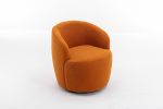 Teddy Fabric Swivel Accent Armchair Barrel Chair With Black Powder Coating Metal Ring,Caramel