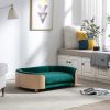 Scandinavian style Elevated Dog Bed Pet Sofa With Solid Wood legs and Bent Wood Back, Velvet Cushion,Large Size