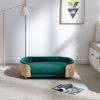 Scandinavian style Elevated Dog Bed Pet Sofa With Solid Wood legs and Bent Wood Back, Velvet Cushion,Large Size