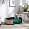 Scandinavian style Elevated Dog Bed Pet Sofa With Solid Wood legs and Bent Wood Back, Velvet Cushion,Large Size