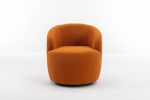 Teddy Fabric Swivel Accent Armchair Barrel Chair With Black Powder Coating Metal Ring,Caramel