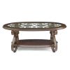 Coffee Table with Glass Table Top and Powder Coat Finish Metal Legs, Dark Brown (52.5"X28.5"X19.5")