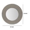 32 Inch Round Beveled Floating Wall Mirror with Corrugated Design Wooden Frame, Gray