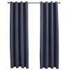 Blackout Curtains with Rings 2 pcs Anthracite 54"x84" Fabric