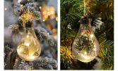 Pack Of 5 Led Transparent Christmas Decoration Ball; Creative Simulation Light Bulb Christmas Tree Decoration Pendant Plastic Ball.