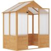 6' x 4' x 7' Wooden Greenhouse;  Walk-in Green House;  Outdoor Polycarbonate Greenhouse with Door;  Natural