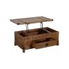 Rustic Single Drawer Mango Wood Coffee Table with Lift Top Storage & Compartments, Brown