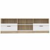 TV Cabinet White and Sonoma Oak 59.1"x13.2"x17.7" Engineered Wood