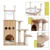 (Do Not Sell on Amazon) Modern Wooden Cat Tree Multi-Level Cat Tower With Fully Sisal Covering Scratching Posts, Deluxe Condos And Large Space Capsule