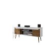 Manhattan Comfort Bradley 62.99 TV Stand White and Rustic Brown with 2 Media Shelves and 2 Storage Shelves in White and Rustic Brown with Solid Wood L