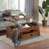 Rustic Single Drawer Mango Wood Coffee Table with Lift Top Storage & Compartments, Brown