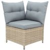 Outdoor Patio 4-Piece All Weather PE Wicker Rattan Sofa Set with Adjustable Backs for Backyard;  Poolside;  Gray