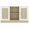 Sideboard White and Sonoma Oak 47.2"x12"x27.6" Engineered Wood