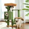 Unique Cactus Cat Tree Cat Tower with Sisal Covered Scratching Post, Cozy Condo, Plush Perches, Hanging Toy and Climbing Ladder