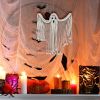 1pc, Halloween Decoration Hanging Ornaments Hand-woven White Ghost Wall Hanging Holiday Scene Arrangement Decorations, Halloween Decor, Holiday Decor