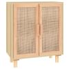 Sideboard Brown 23.6"x11.8"x27.6" Solid Wood Pine and Natural Rattan