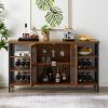 JHX Industrial Wine Bar Cabinet, Liquor Storage Credenza, Sideboard with Wine Racks & Stemware Holder (Hazelnut Brown, 55.12''w x 13.78''d x 30.31' '