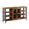 JHX Industrial Wine Bar Cabinet, Liquor Storage Credenza, Sideboard with Wine Racks & Stemware Holder (Hazelnut Brown, 55.12''w x 13.78''d x 30.31' '