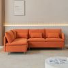 Modular L-shaped Corner sofa;  Left Hand Facing Sectional Couch ; Orange Cotton Linen-90.9''