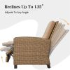 Indoor & Outdoor Recliner, All-Weather Wicker Reclining Patio Chair, Khaki Cushion (Khaki,1 Chair)