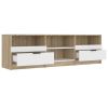 TV Cabinet White and Sonoma Oak 59.1"x13.2"x17.7" Engineered Wood