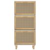 Shoe Cabinet White 20.5"x9.8"x45.3" Engineered Wood&Natural Rattan