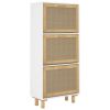 Shoe Cabinet White 20.5"x9.8"x45.3" Engineered Wood&Natural Rattan