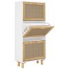 Shoe Cabinet White 20.5"x9.8"x45.3" Engineered Wood&Natural Rattan