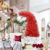 6FT Hinged Fir Artificial Fir Bent Top Christmas Tree, Xmas Tree Bendable Santa Hat Style Christmas Tree Holiday Decoration,1250 Lush Branch Tips, 300