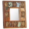 Mirror with Buddha Cladding 19.7"x19.7" Solid Reclaimed Wood