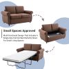 57.5" Orisfur Pull Out Sofa Bed Loveseat Sleeper with Twin Size Memory Mattress for Living Room Spaces, Brown