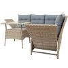 Outdoor Patio 4-Piece All Weather PE Wicker Rattan Sofa Set with Adjustable Backs for Backyard;  Poolside;  Gray