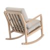 Solid Wood Rocking Chair Nursery Chair, Linen Fabric Upholstered Comfy Accent Chair for Porch, Garden Patio, Balcony, Living Room and Bedroom, Beige