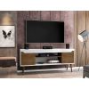 Manhattan Comfort Bradley 62.99 TV Stand White and Rustic Brown with 2 Media Shelves and 2 Storage Shelves in White and Rustic Brown with Solid Wood L