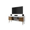 Manhattan Comfort Bradley 62.99 TV Stand White and Rustic Brown with 2 Media Shelves and 2 Storage Shelves in White and Rustic Brown with Solid Wood L