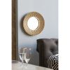 18" Transitional Beaded Sunburst Mirror, Round Accent Wall Mirror for Living Room, Entryway, Bathroom, Office, Foyer