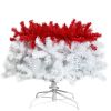 6FT Hinged Fir Artificial Fir Bent Top Christmas Tree, Xmas Tree Bendable Santa Hat Style Christmas Tree Holiday Decoration,1250 Lush Branch Tips, 300