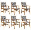 Patio Chairs 6 pcs Solid Acacia Wood